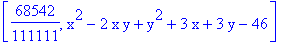 [68542/111111, x^2-2*x*y+y^2+3*x+3*y-46]